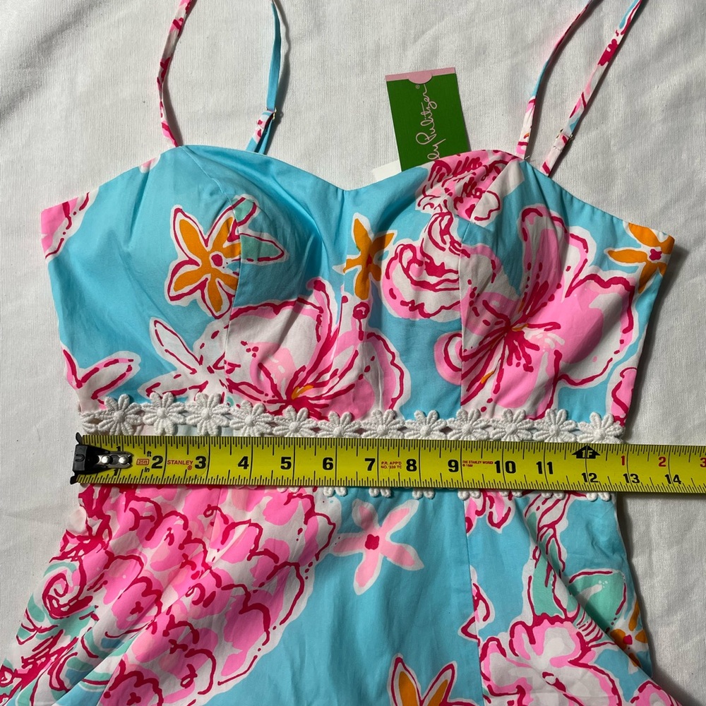 NWT Lilly Pulitzer Lenore mini Dress Blue pink Lolita with sunflow size 0 - Picture 7 of 12